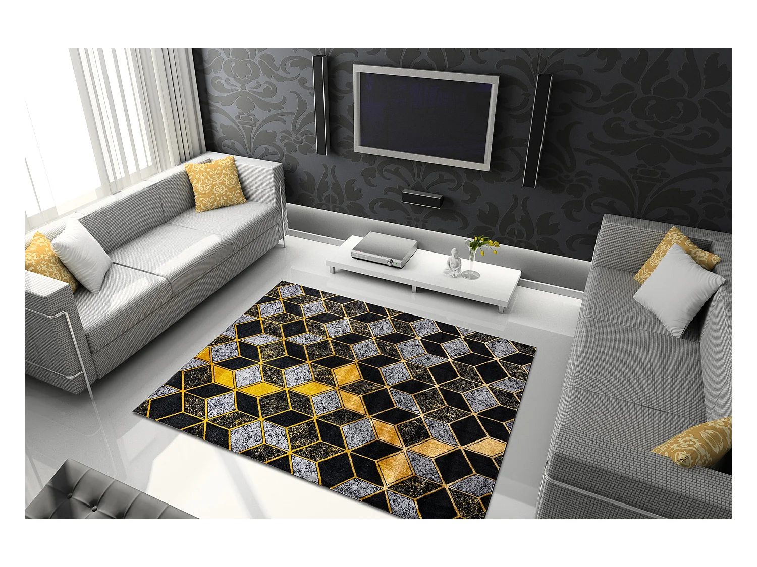 Tapis GLOSS moderne  400B 86 élégant, glamour, art deco, 3D géomét 140x190 cm