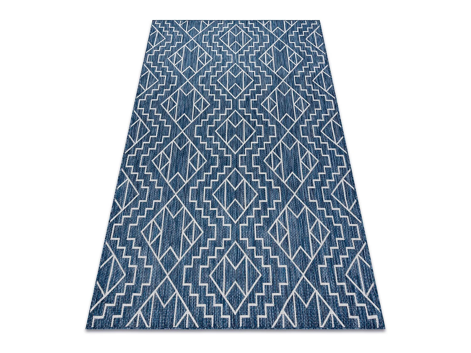 Tapis SIZAL SION Géométrique, Diamants 21778 tissé à plat bleu fon 140x190 cm