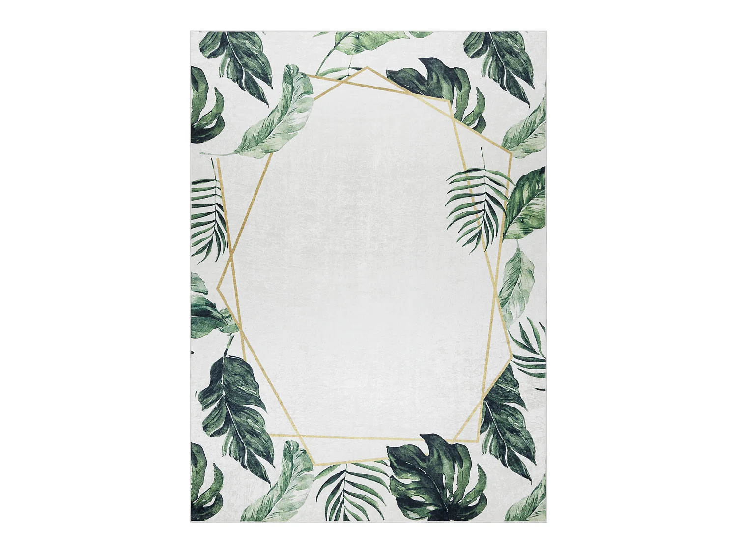 ANDRE 1168 tapijt wasbaar Monstera vertrekt, geometrisch antislip - wi 120x170 cm