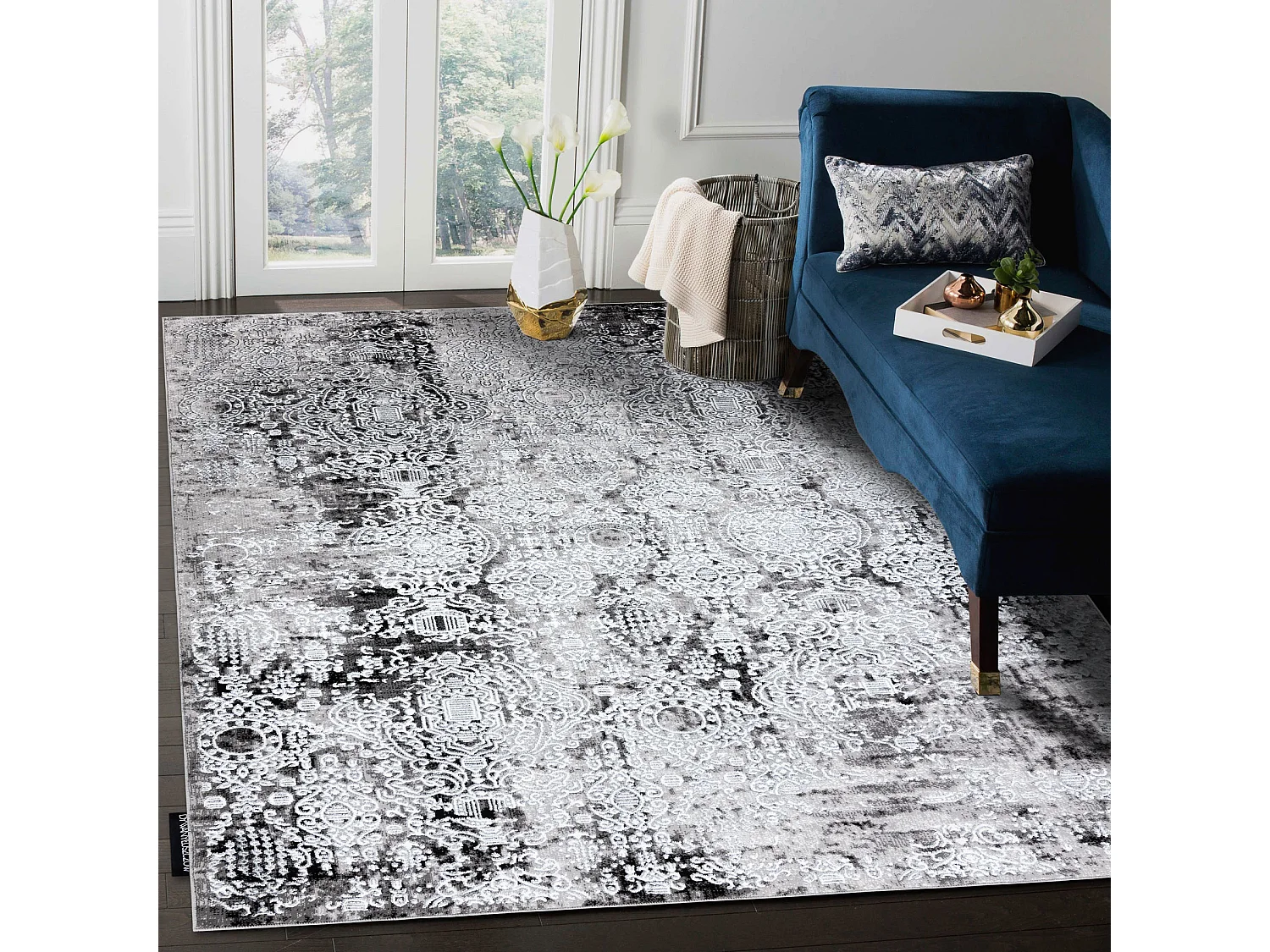 Tapis DE LUXE moderne 2081 Ornement vintage - Structural crème / gris 240x340 cm