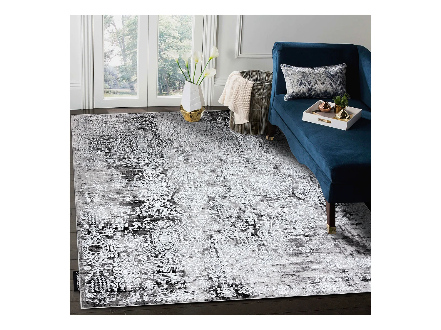 Tapis DE LUXE moderne 2081 Ornement vintage - Structural crème / gris 240x340 cm