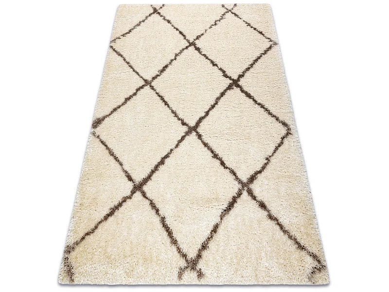 Tapis FLUFFY 2373 shaggy treillis - crème / beige 200x290 cm