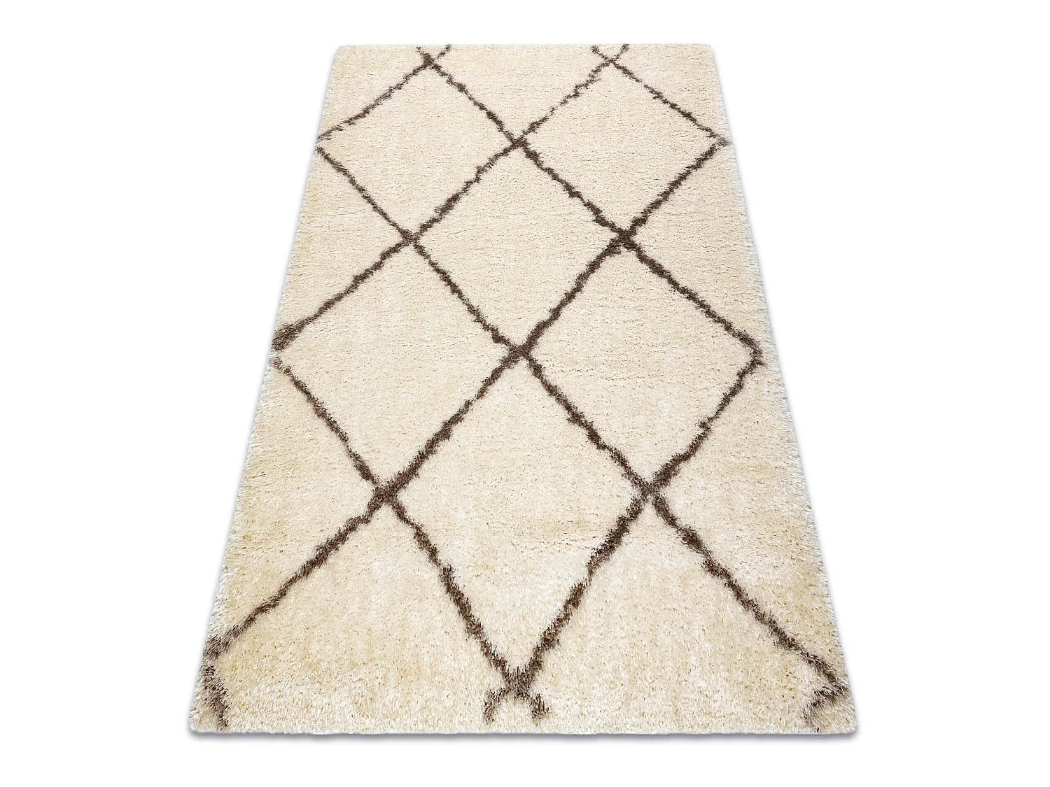 Tapis FLUFFY 2373 shaggy treillis - crème / beige 200x290 cm