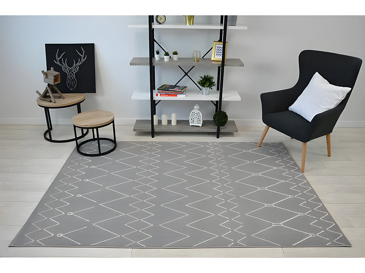 Tapis SENSE Micro 81249 ZIGZAG ETNO argentin/blanc 80x150 cm