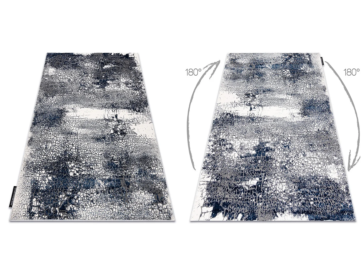 Tapis DE LUXE moderne 528 Abstraction - Structural crème / bleu fonc� 240x340 cm