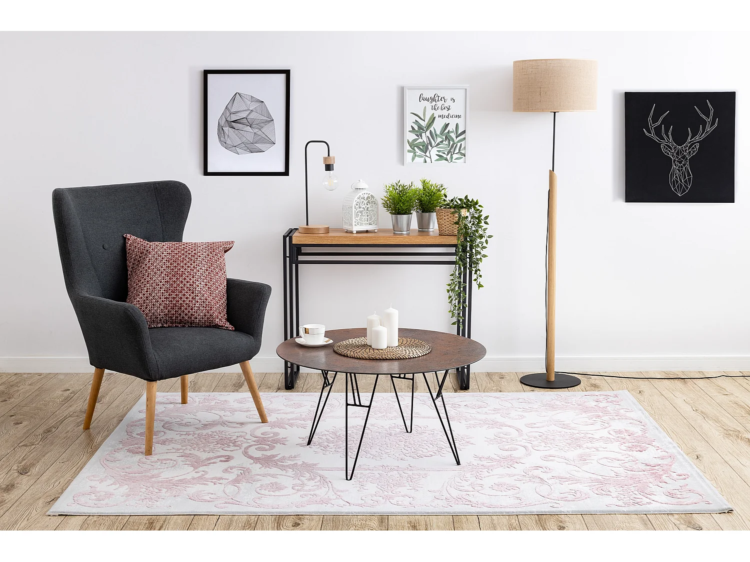 Tapis ACRYLIQUE USKUP 352 Ornement rose 160x230 cm