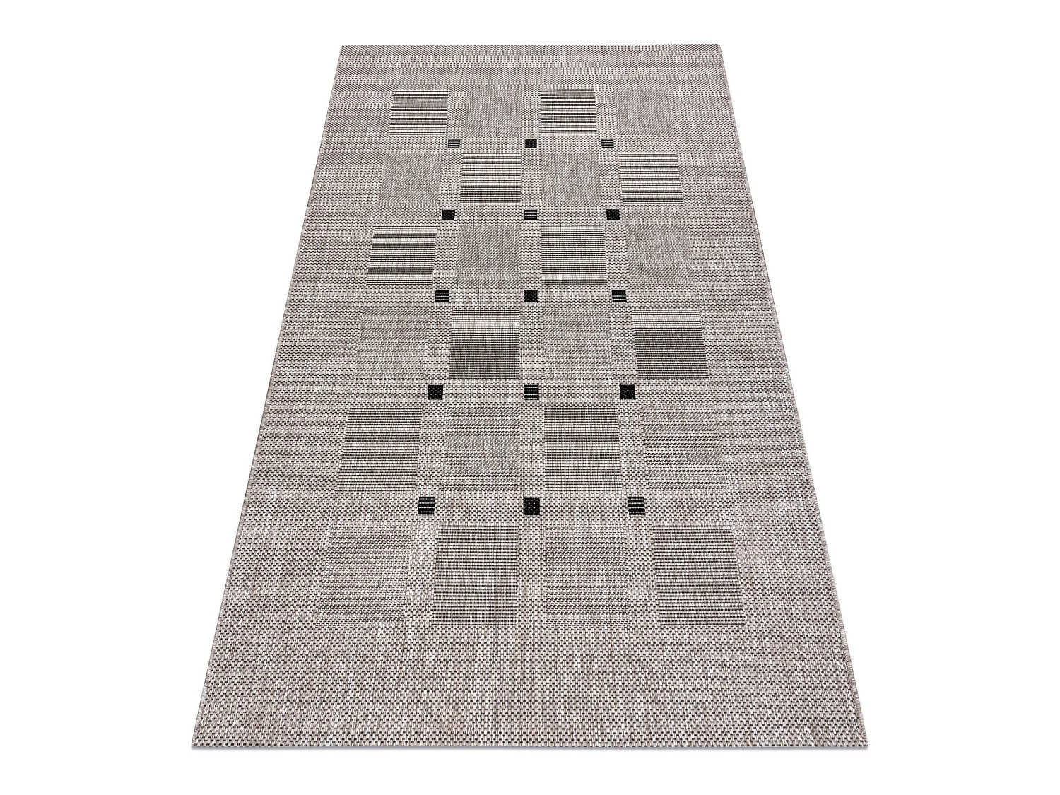 TAPIS EN CORDE SIZAL FLOORLUX 20079 Carrés argentin / noir 160x230 cm