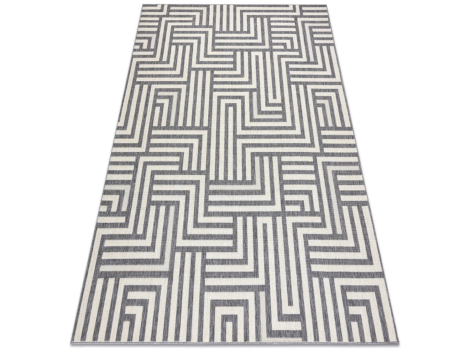 Tappeto SPRING 20421332 labirinto, di corda, ad anello - cremă / grig 200x290 cm