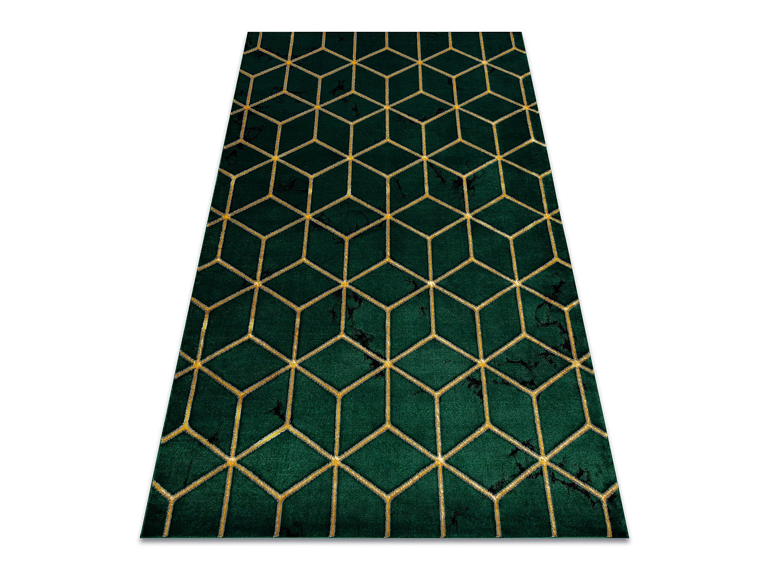 Tapis EMERALD exclusif 1014 glamour, élégant cube bouteille verte /  140x190 cm