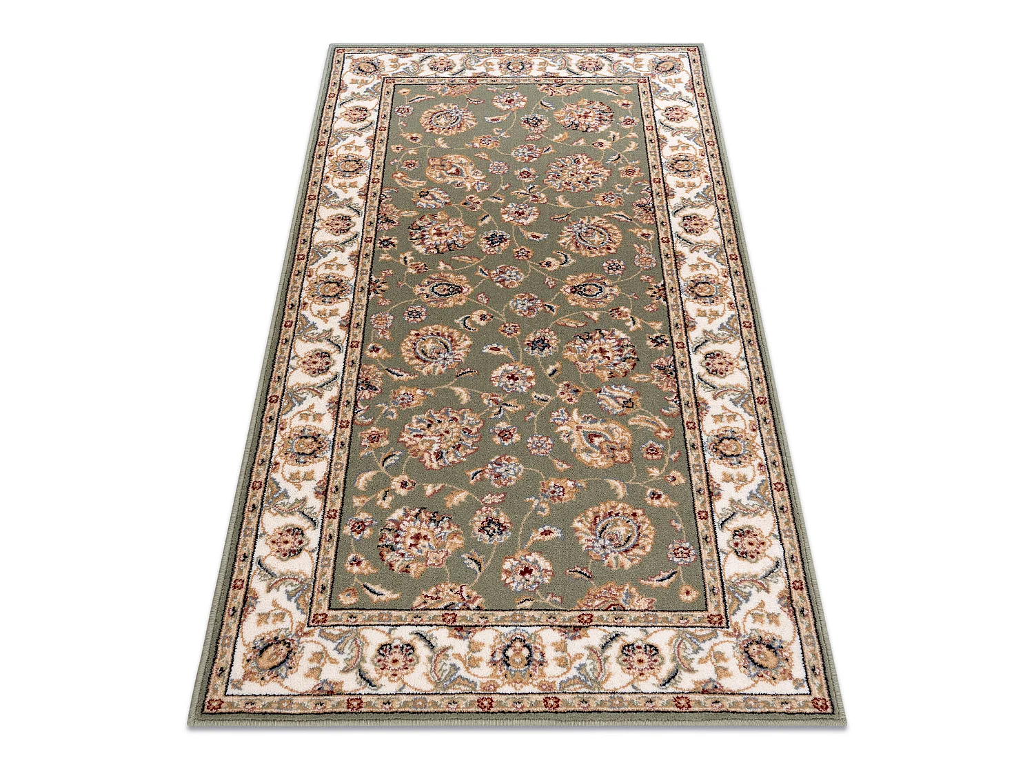 Tapis NAIN Ornement, cadre 7338/51088 vert / beige 80x150 cm