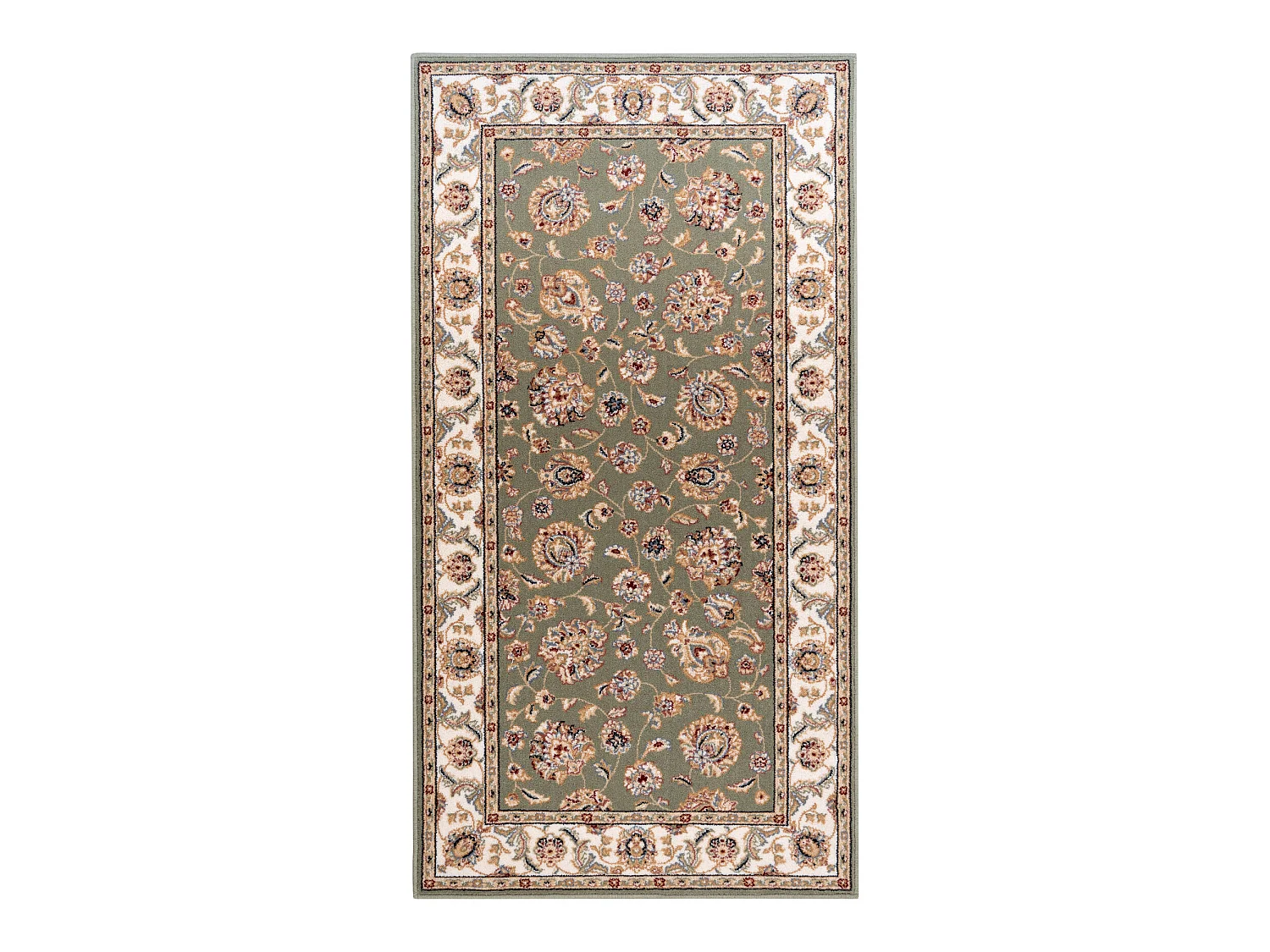 Tapis NAIN Ornement, cadre 7338/51088 vert / beige 80x150 cm