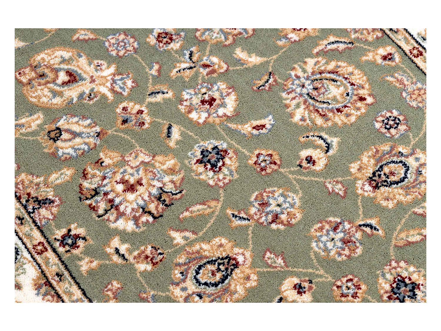 Tapis NAIN Ornement, cadre 7338/51088 vert / beige 80x150 cm