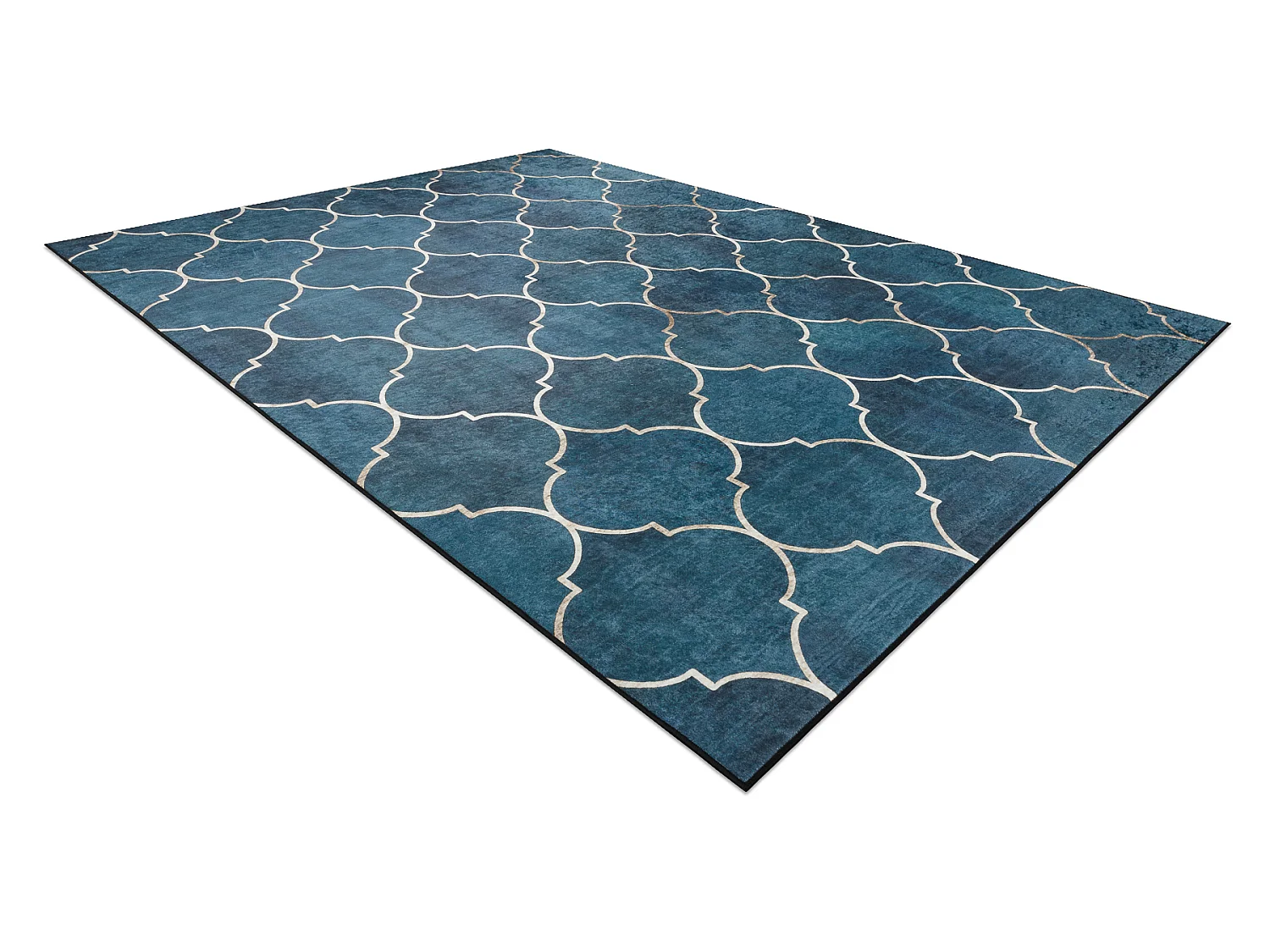ANDRE 1181 tapijt wasbaar klaver Marokkaanse antislip - blauw 120x170 cm