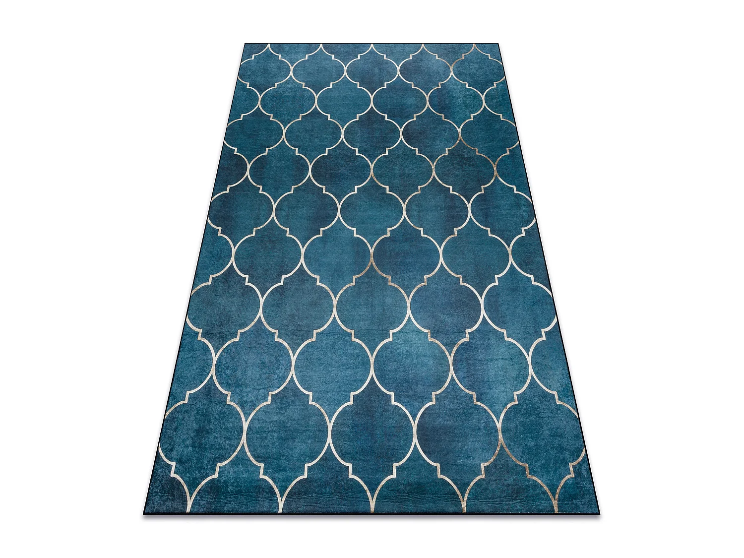 Tapis lavable ANDRE 1181 Treillis marocain antidérapant - bleu 120x170 cm