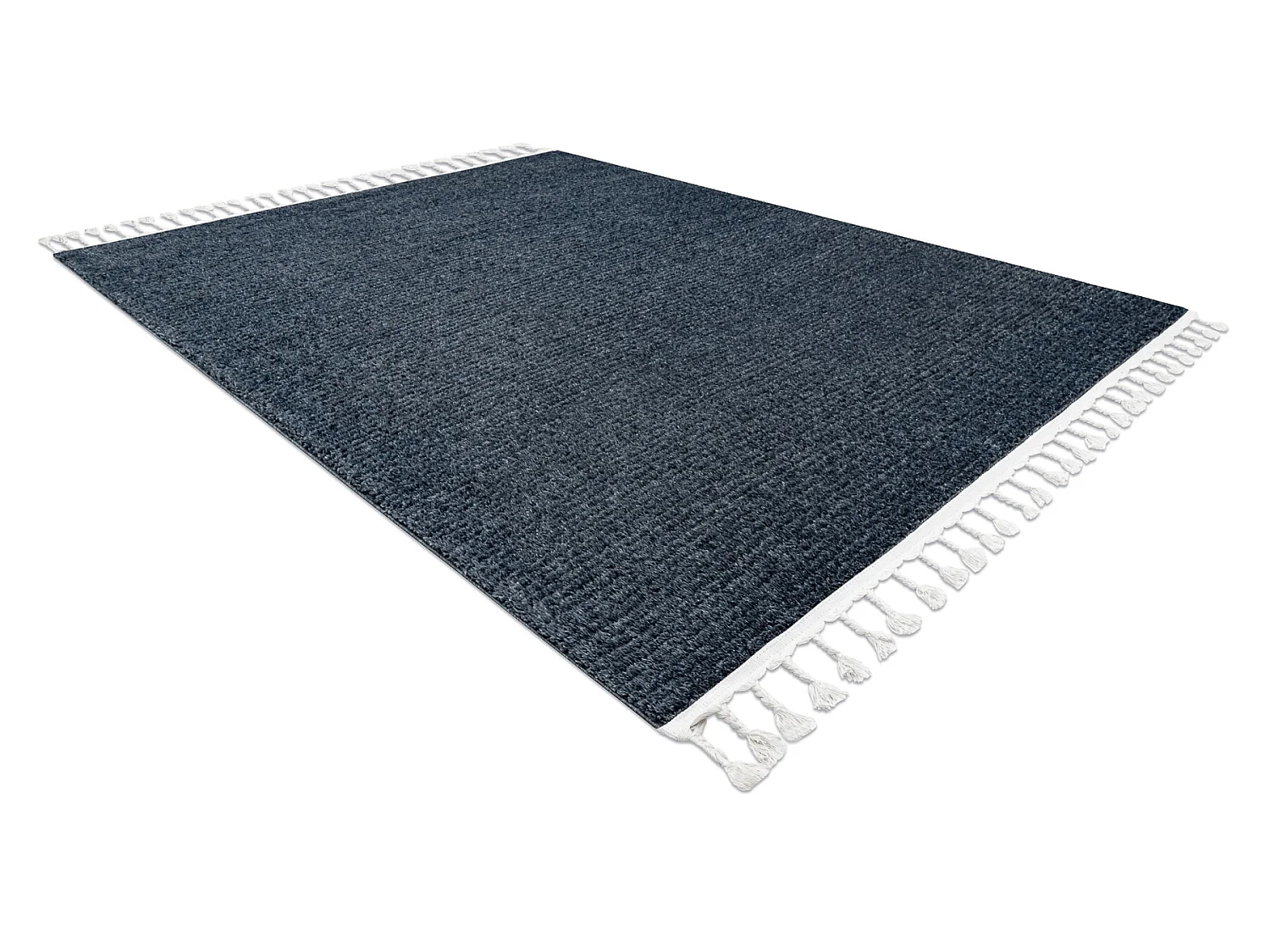 Tapis SEVILLA PC00B rayures bleu Franges berbère marocain shaggy 140x190 cm