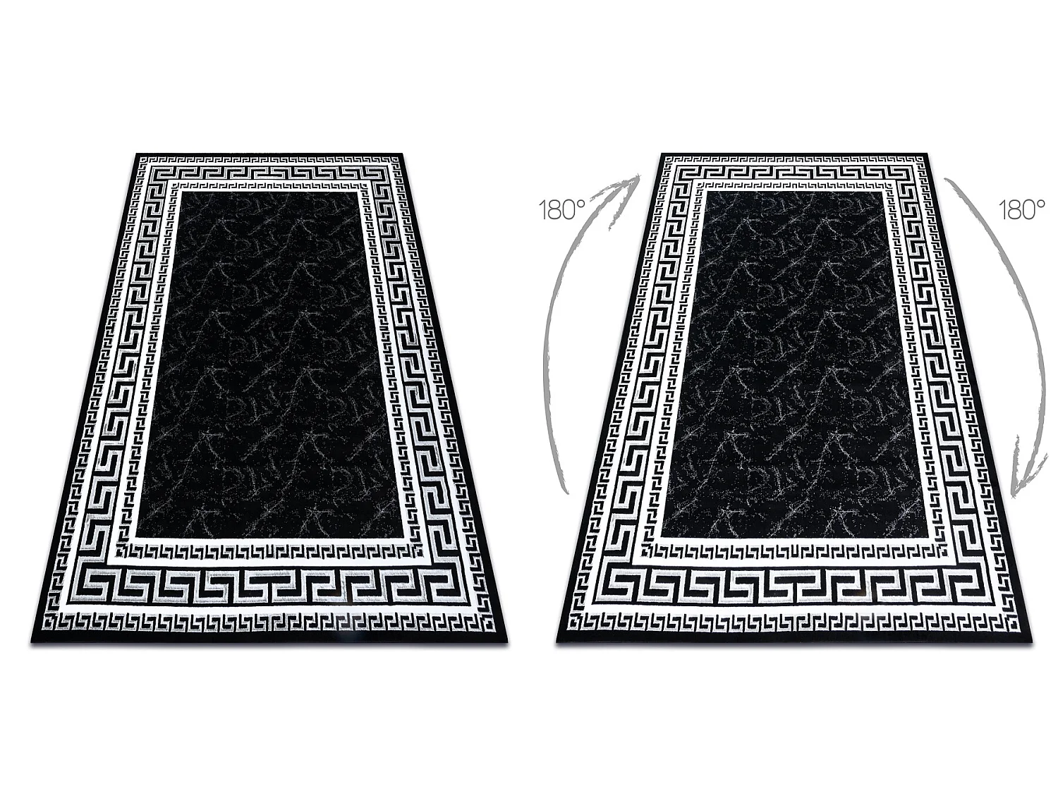 Tappeto GLOSS moderno 2813 87 elegante, telaio, greco nero / grigio 140x190 cm