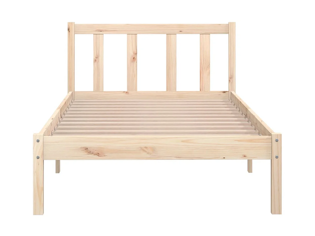 Lit-75x190 cm bois de pin massif petit simple EGGB75822