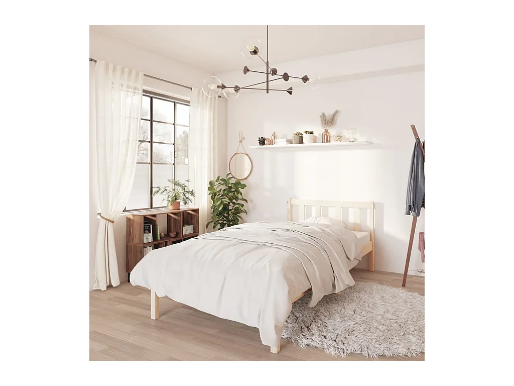 Lit-75x190 cm bois de pin massif petit simple EGGB75822
