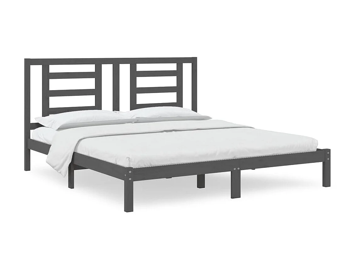 Lit-180x200 cm Gris Bois massif Super King EGGB61942