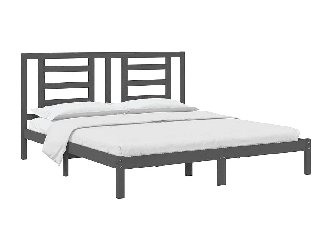 Lit-180x200 cm Gris Bois massif Super King EGGB61942