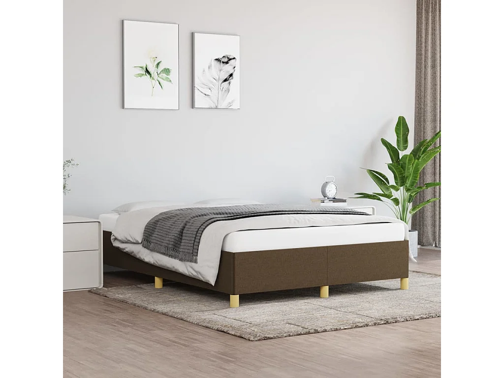 Cama 140x200 cm tecido castanho-escuro PT509243