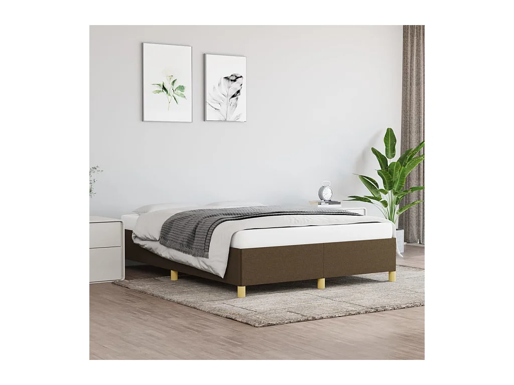 Lit-140x200 cm Marron foncé Tissu EGGB41414