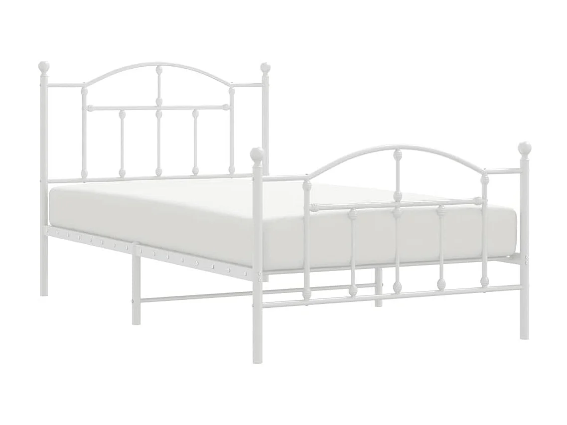 Cama com cabeceira e pés 100x190 cm metal branco PT823680