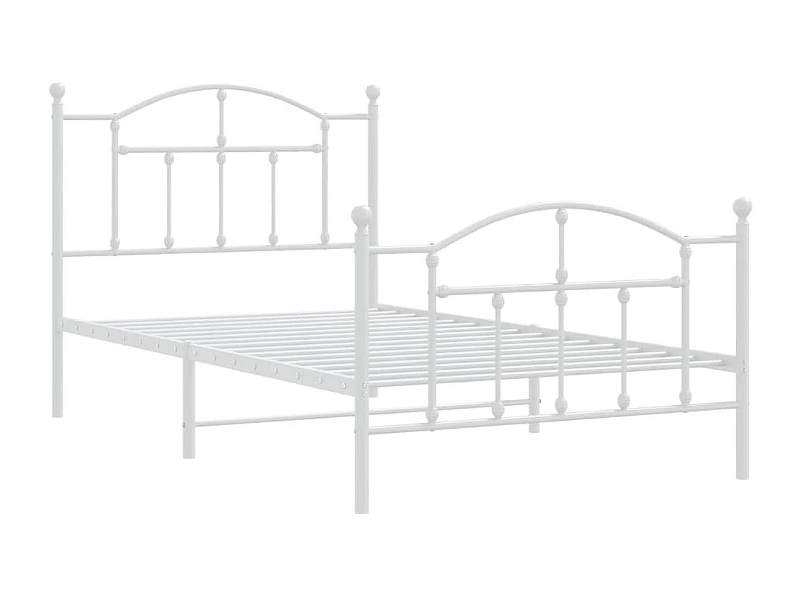 Cama com cabeceira e pés 100x190 cm metal branco PT823680