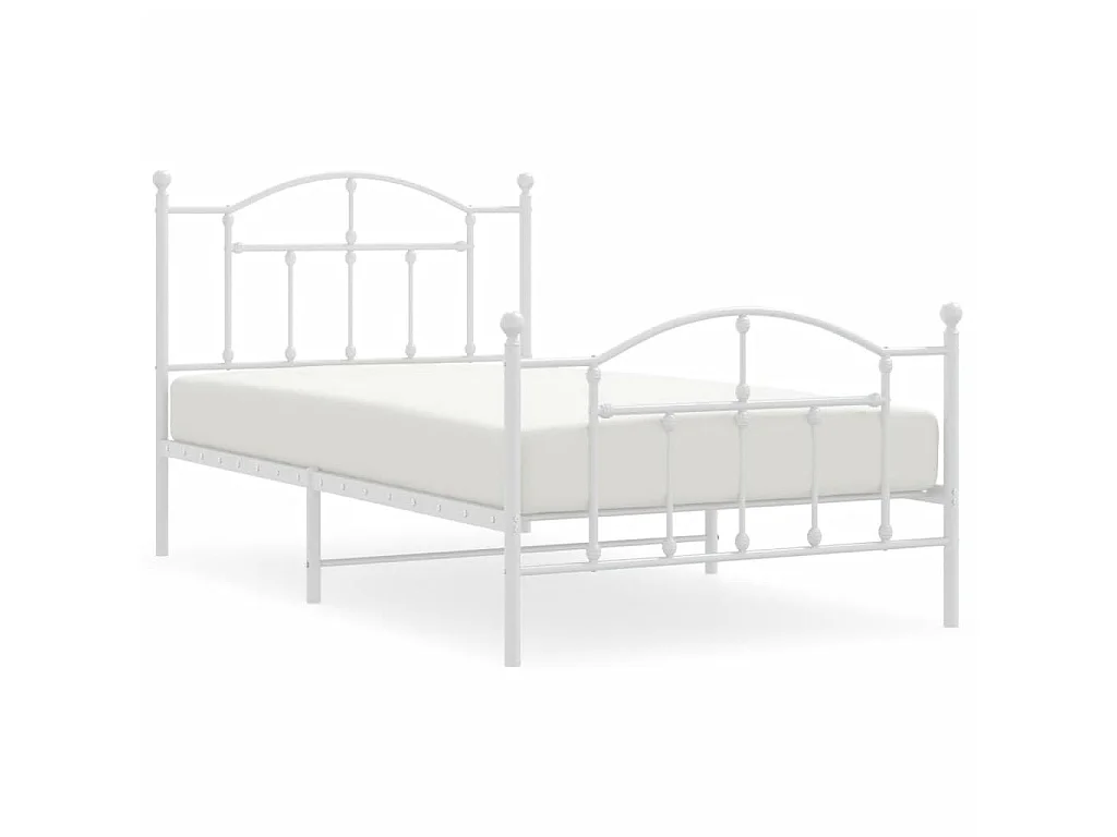 Lit-100x190 cm métal avec tête de lit/pied de lit blanc EGGB22738