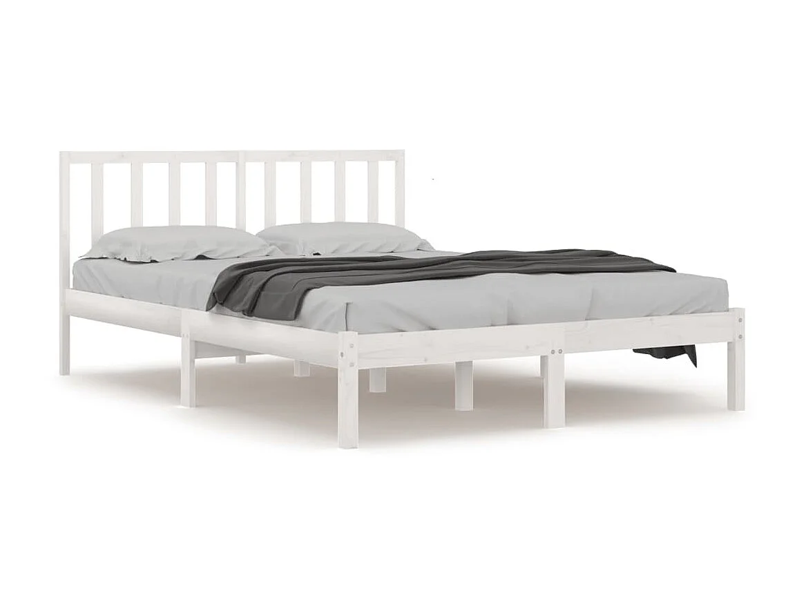 Cama 200x200 cm pinho maciço branco PT252821