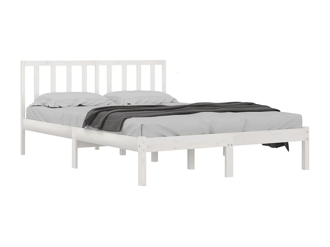 Cama 200x200 cm pinho maciço branco PT252821