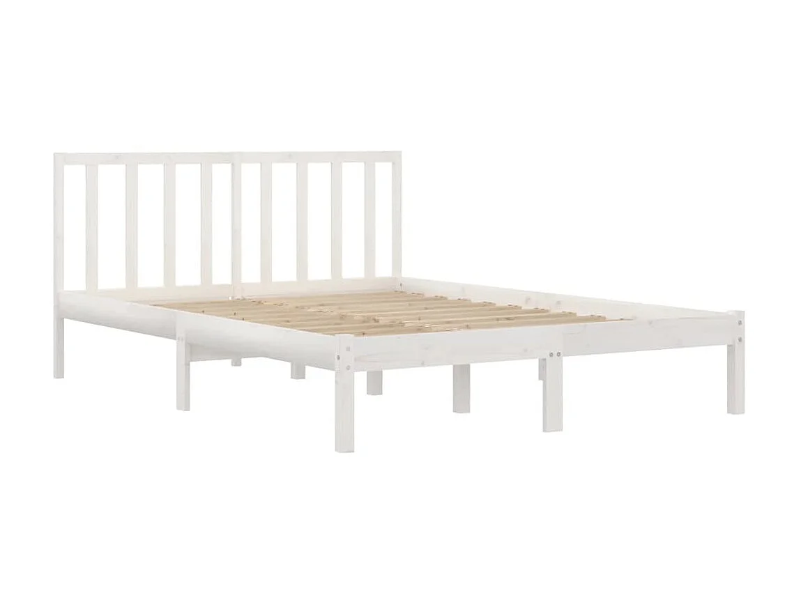 Cama 200x200 cm pinho maciço branco PT252821