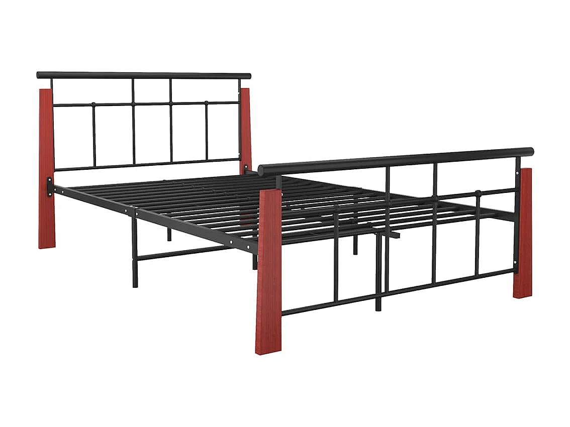 Cama 120x200 cm metal y madera maciza de roble ES70813