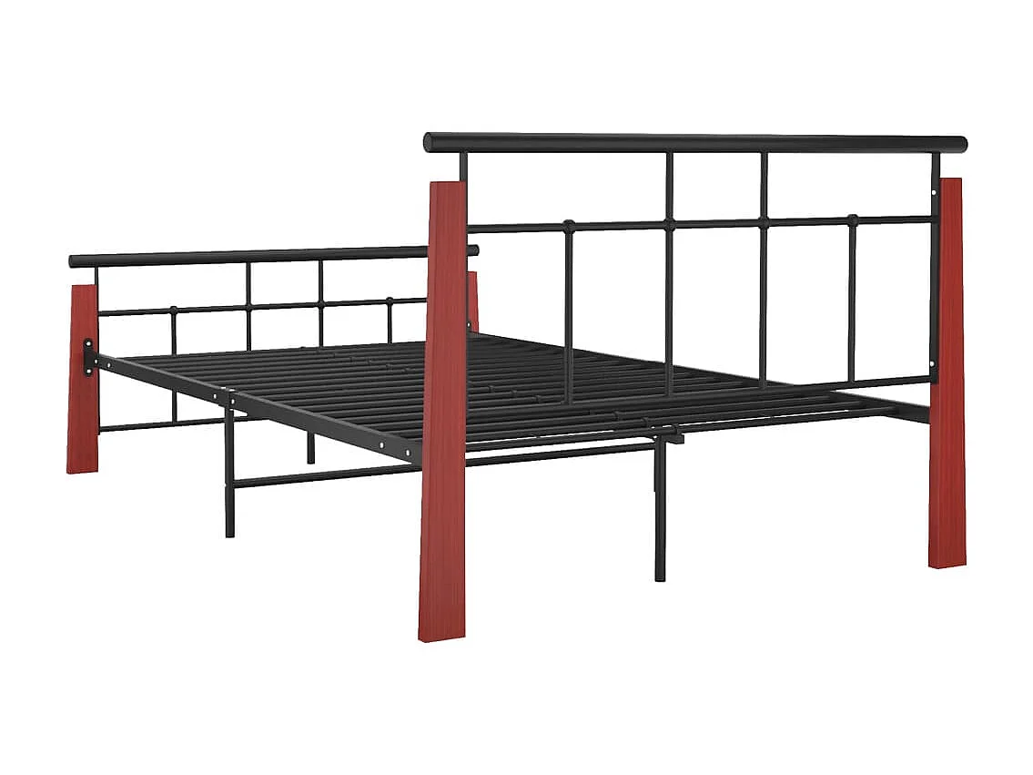 Cama 120x200 cm metal y madera maciza de roble ES70813
