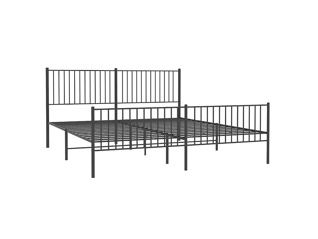 Cama com cabeceira e pés 200x200 cm metal preto PT786127