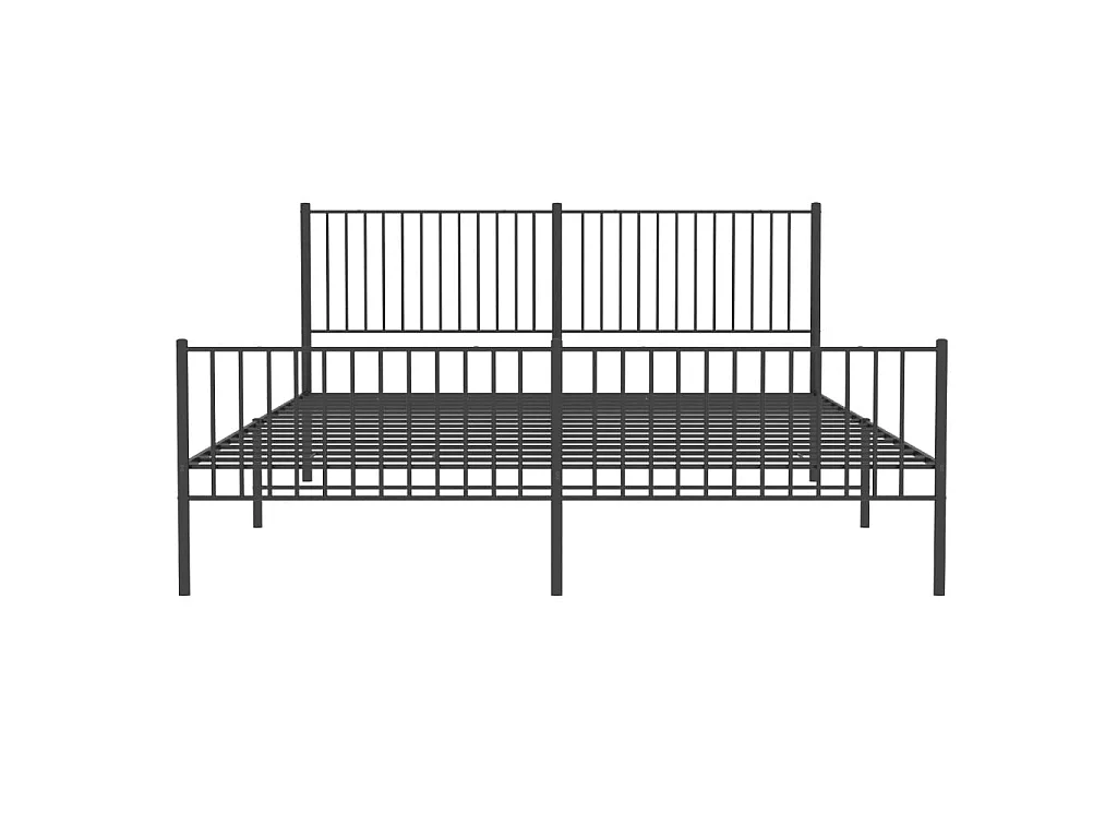 Lit-200x200 cm métal avec tête de lit/pied de lit noir EGGB10292