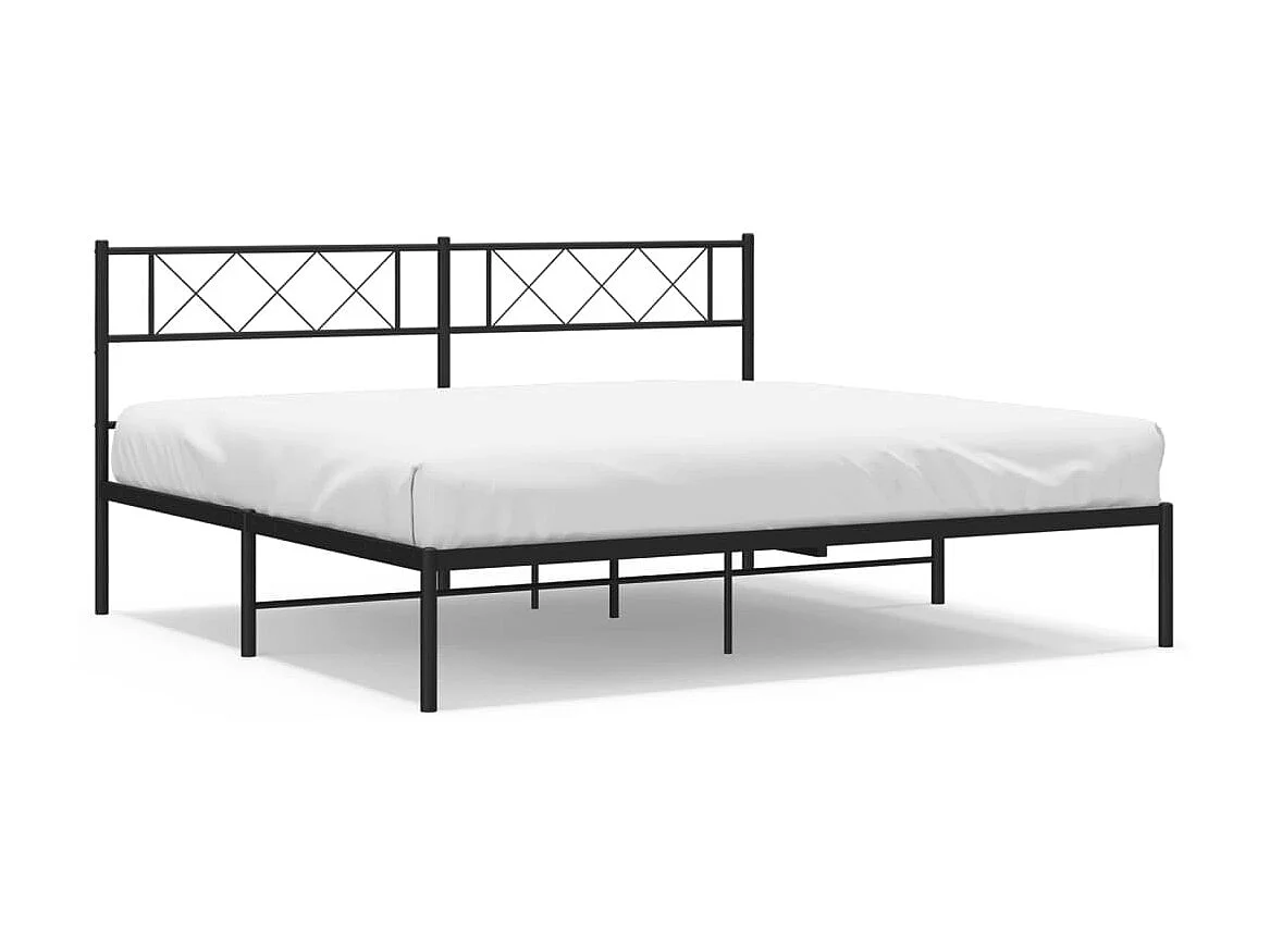 Lit-180x200 cm métal avec tête de lit noir EGGB82617