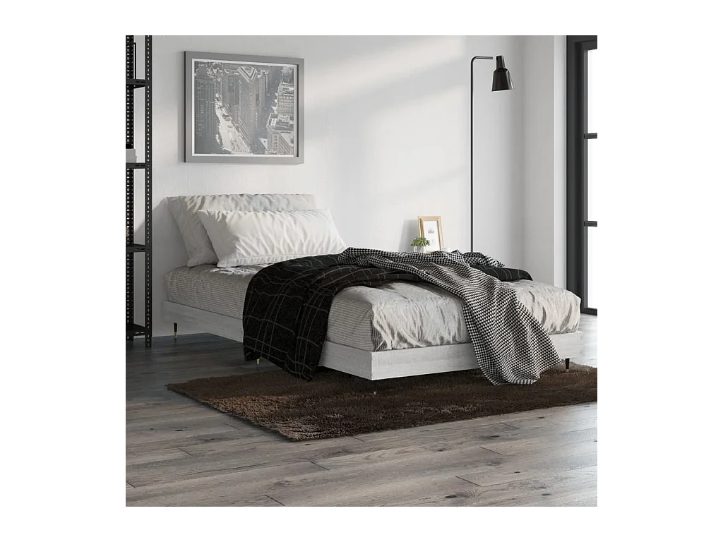 Lit-90x200 cm sonoma gris bois d'ingénierie EGGB89146