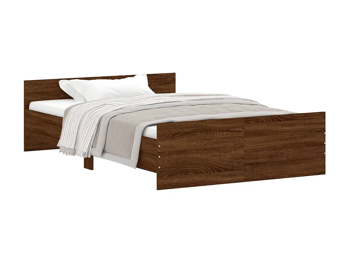 Lit-120x190 cm tête de lit et pied de lit chêne marron EGGB86877