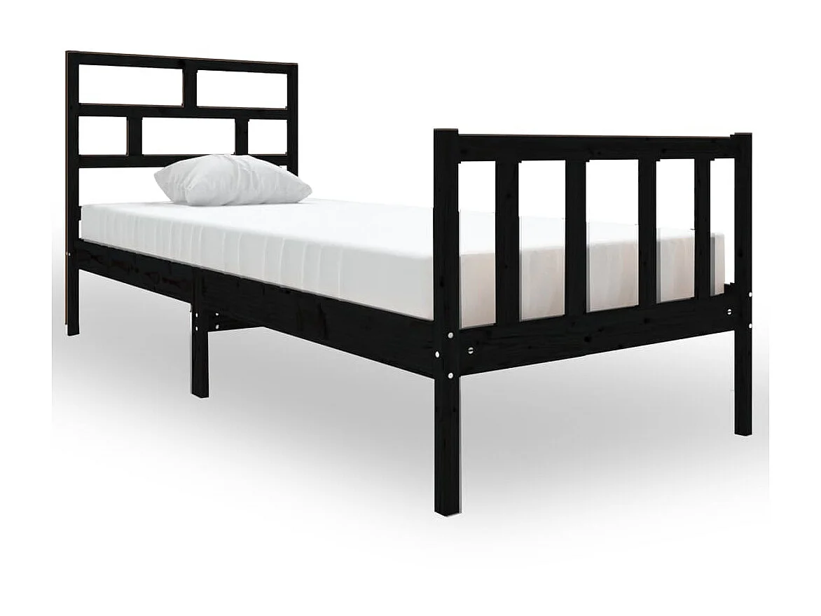 Cama 75x190 cm madera maciza de pino negro ES30586