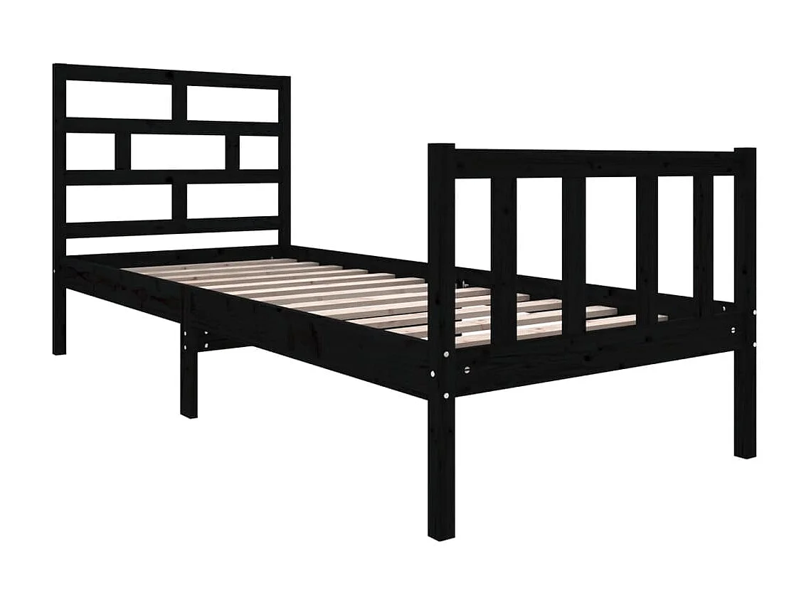 Cama 75x190 cm madera maciza de pino negro ES30586