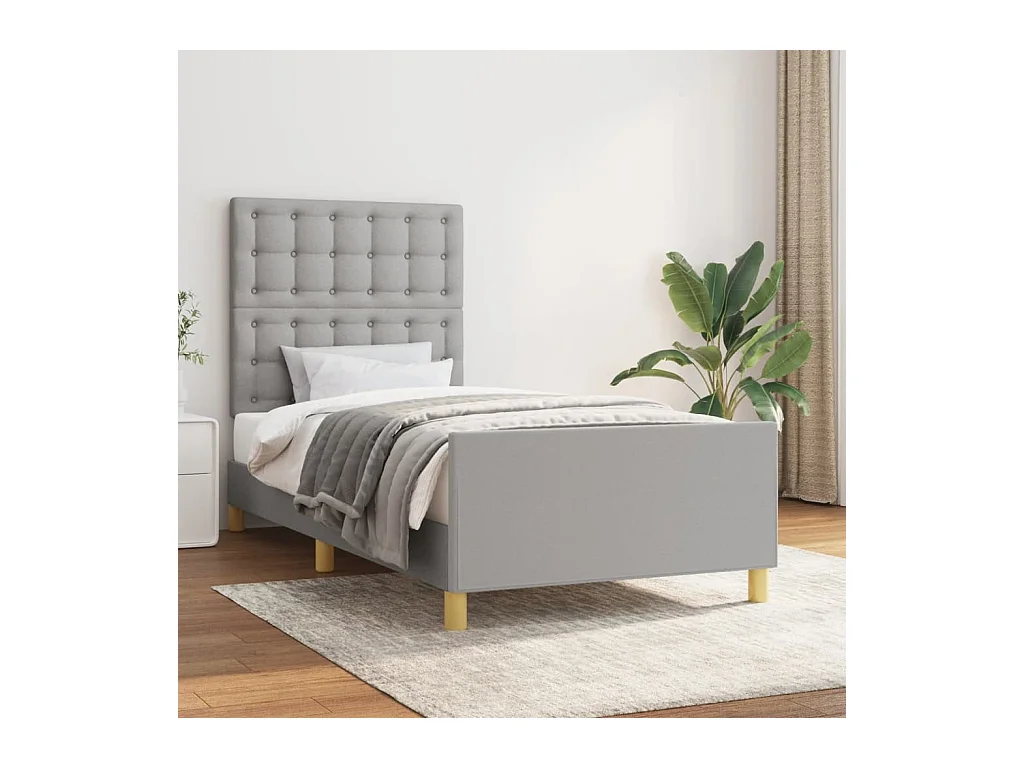Lit-100x200 cm avec tête de lit Gris clair Tissu EGGB59649