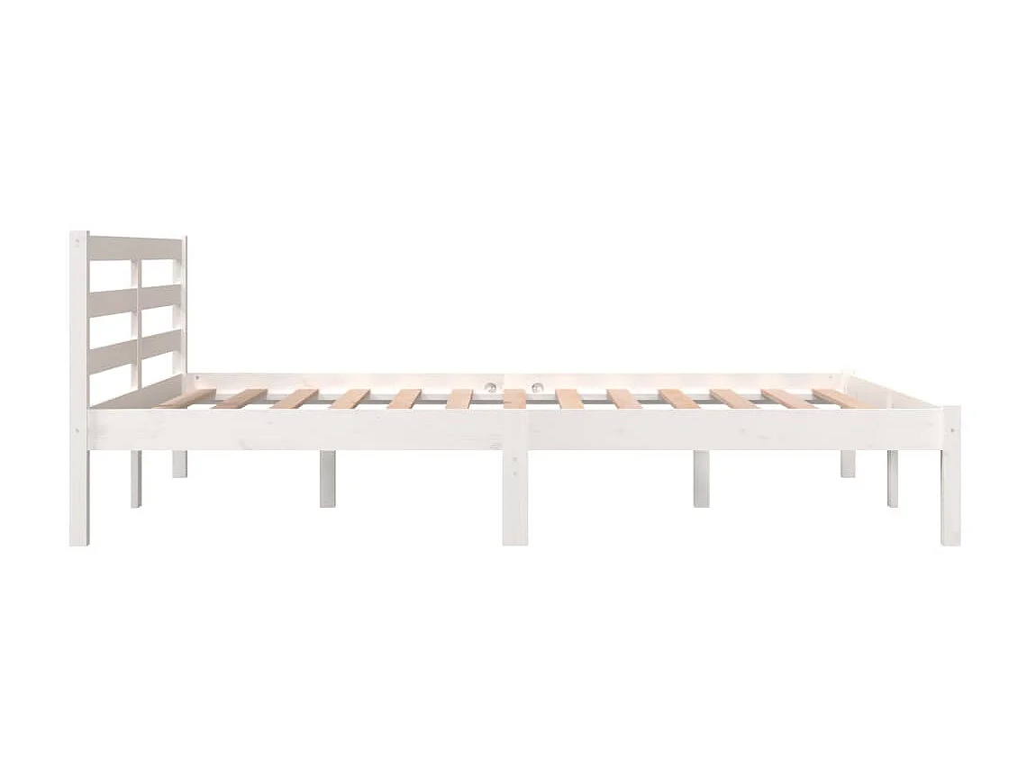 Lit-140x190 cm Bois massif de pin Blanc EGGB89437