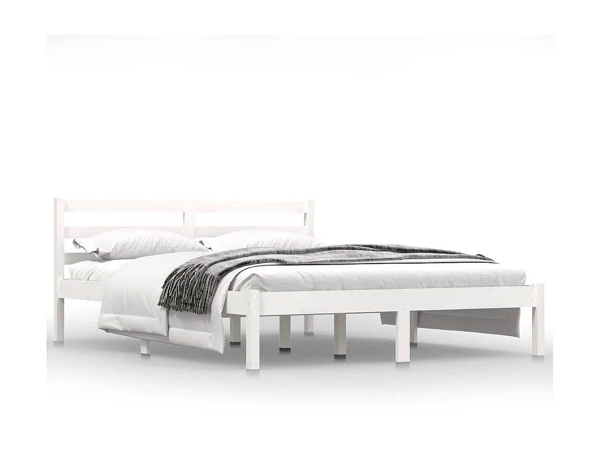 Lit-140x190 cm Bois massif de pin Blanc EGGB89437