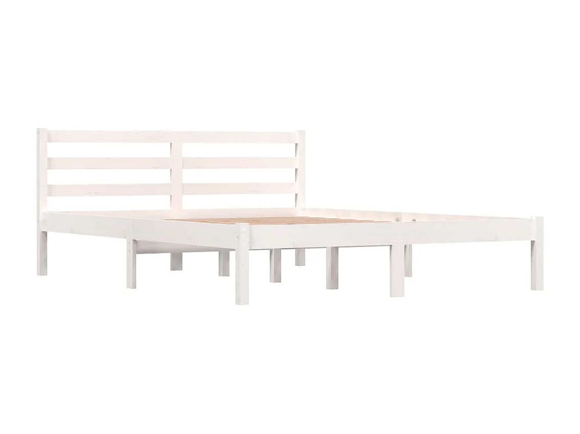 Lit-140x190 cm Bois massif de pin Blanc EGGB89437