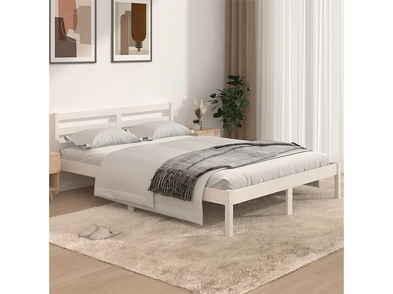 Cama 140x190 cm madera maciza de pino blanco ES11450