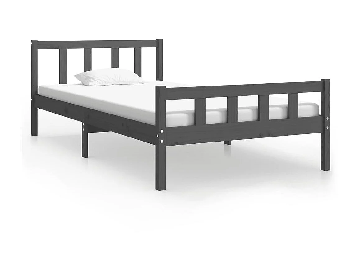 Cama 100x200 cm madera maciza gris ES39450