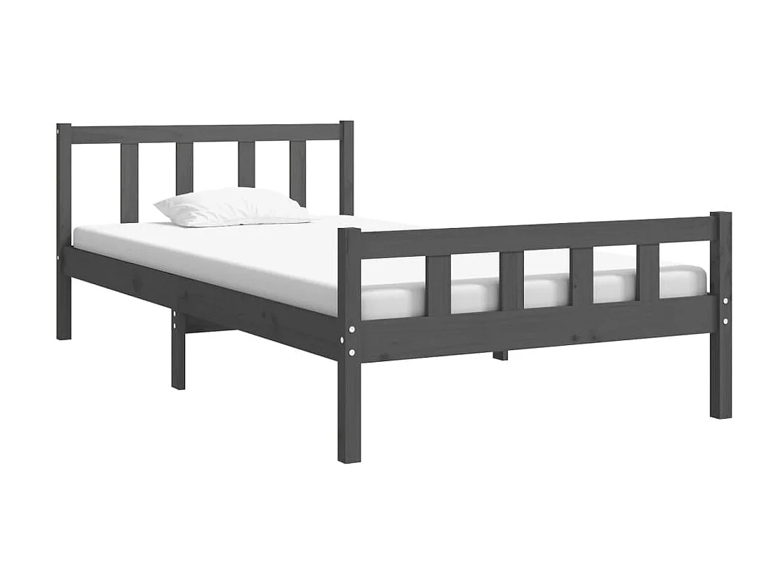 Cama 100x200 cm madera maciza gris ES39450