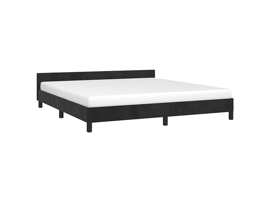 Lit-160x200 cm avec tête de lit Noir Velours EGGB50581