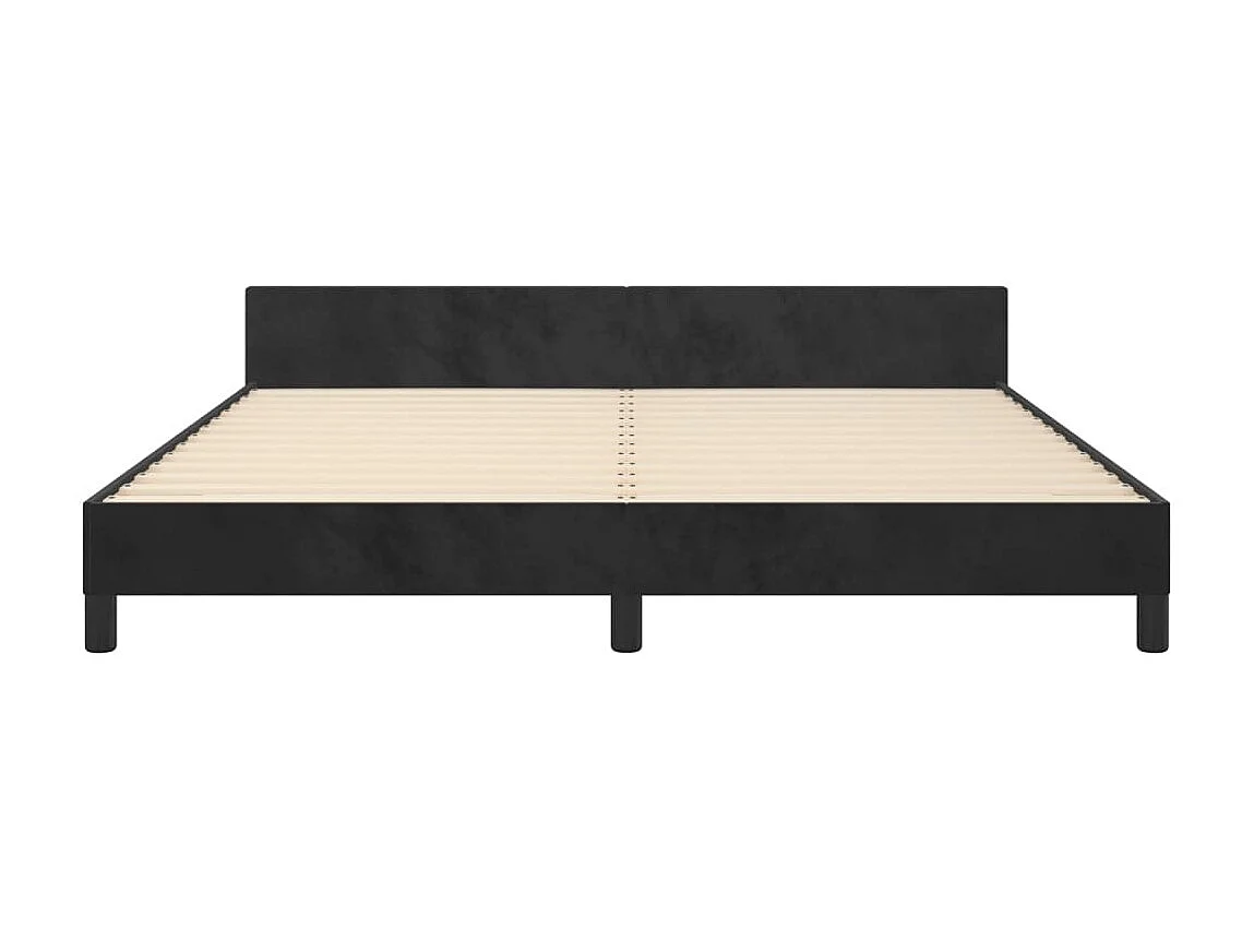 Lit-160x200 cm avec tête de lit Noir Velours EGGB50581